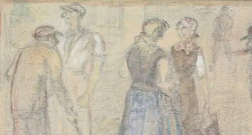 Fritz Arlt (1887-1966), aquarellierte Zeichnung, Passanten auf der Straße