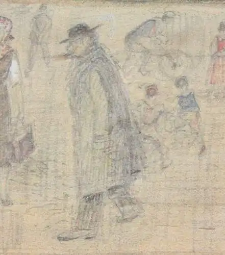 Fritz Arlt (1887-1966), aquarellierte Zeichnung, Passanten auf der Straße
