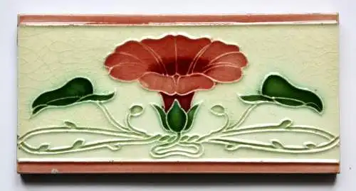 Jugendstil Halbfliese, Art Nouveau Kachel, Prunkwinde, Morning Glory, um 1900