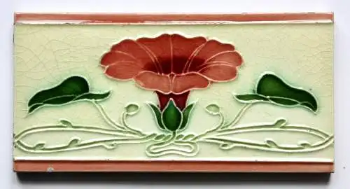 Jugendstil Halbfliese, Art Nouveau Kachel, Prunkwinde, Morning Glory, um 1900