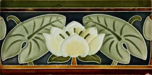 Seerose, Jugendstil Halbfliese, Art Nouveau Fliese, Villeroy & Boch, um 1905