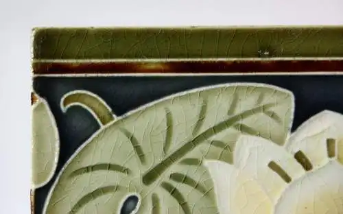 Seerose, Jugendstil Halbfliese, Art Nouveau Fliese, Villeroy & Boch, um 1905