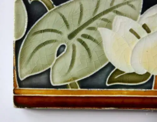 Seerose, Jugendstil Halbfliese, Art Nouveau Fliese, Villeroy & Boch, um 1905