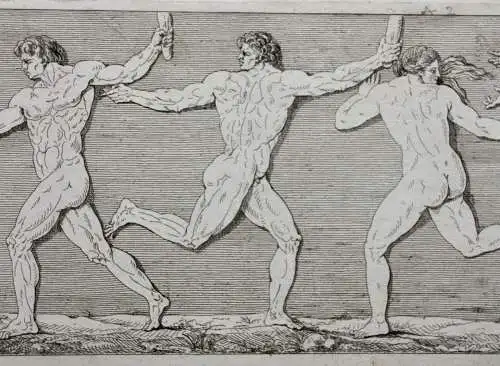 Mythologische Kampfszenen mit Stier und Satyrn, 2 Radierungen, Klassizismus 1818