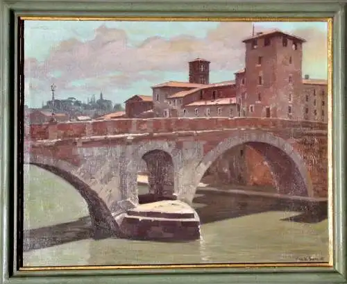 Anton Konrad Schmidt (1887-1974), signiertes Ölgemälde, "Tiberinsel in Rom"