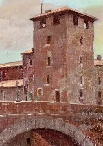 Anton Konrad Schmidt (1887-1974), signiertes Ölgemälde, "Tiberinsel in Rom"