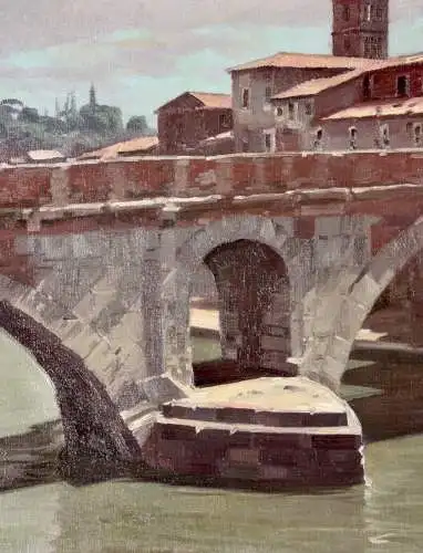 Anton Konrad Schmidt (1887-1974), signiertes Ölgemälde, "Tiberinsel in Rom"