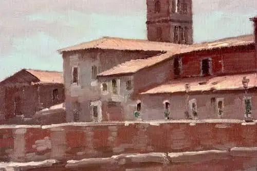 Anton Konrad Schmidt (1887-1974), signiertes Ölgemälde, "Tiberinsel in Rom"