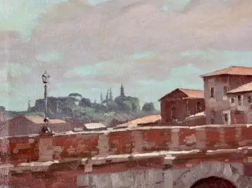 Anton Konrad Schmidt (1887-1974), signiertes Ölgemälde, "Tiberinsel in Rom"