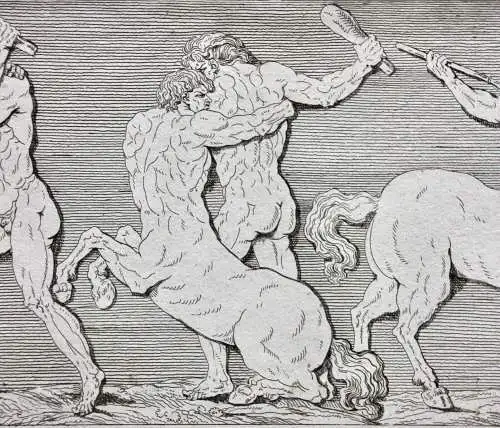 Centauromachia, kämpfende Kentauren, friesartige Radierung, Klassizismus um 1818