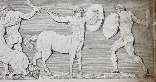 Centauromachia, kämpfende Kentauren, friesartige Radierung, Klassizismus um 1818