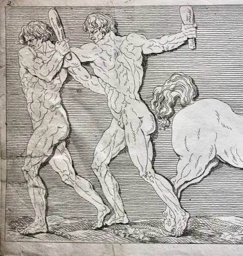 Centauromachia, kämpfende Kentauren, friesartige Radierung, Klassizismus um 1818