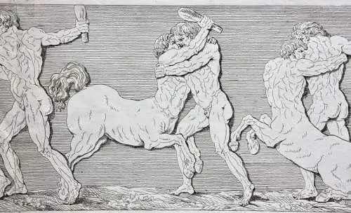 Centauromachia, kämpfende Kentauren, friesartige Radierung, Klassizismus um 1818