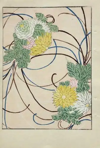 Kamisaka Sekka/Furuya Kôrin, Holzschnitt, Seite aus Shin Bijutsukai, Blumen 1901