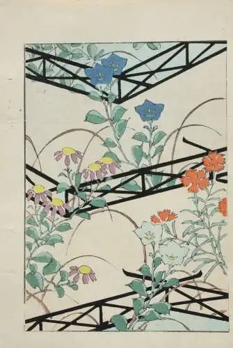 Kamisaka Sekka/Furuya Kôrin, Holzschnitt, Seite aus Shin Bijutsukai, Blumen 1901