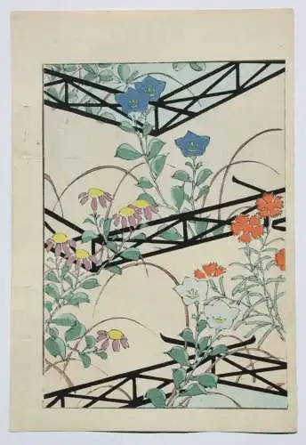 Kamisaka Sekka/Furuya Kôrin, Holzschnitt, Seite aus Shin Bijutsukai, Blumen 1901