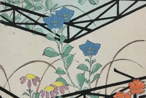 Kamisaka Sekka/Furuya Kôrin, Holzschnitt, Seite aus Shin Bijutsukai, Blumen 1901