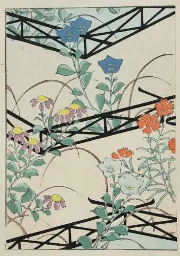 Kamisaka Sekka/Furuya Kôrin, Holzschnitt, Seite aus Shin Bijutsukai, Blumen 1901