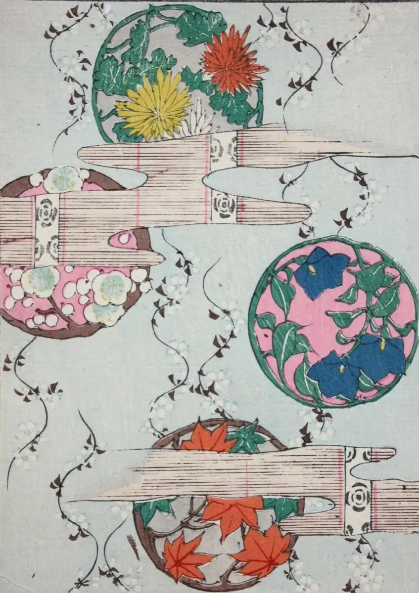 Kamisaka Sekka/Furuya Kôrin, Holzschnitt, Seite aus Shin Bijutsukai, Muster 1901 0