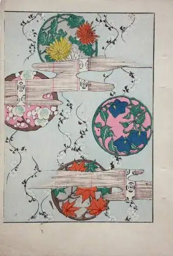 Kamisaka Sekka/Furuya Kôrin, Holzschnitt, Seite aus Shin Bijutsukai, Muster 1901