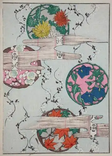 Kamisaka Sekka/Furuya Kôrin, Holzschnitt, Seite aus Shin Bijutsukai, Muster 1901