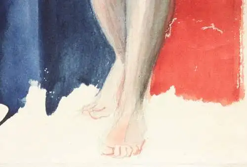 Stehender weiblicher Akt in erotischer Pose, Aquarell, signiert "Rieder", 20. Jh