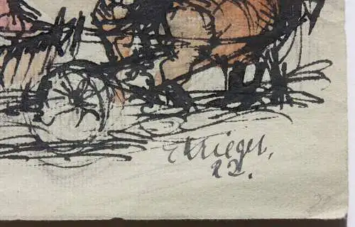 C. Krieger, sign. Tuschezeichnung, Weißenkirchen in der Wachau, Österreich 1922