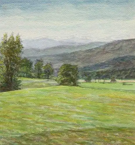 Frühlingslandschaft bei Lenggries, Aquarell, signiert "A. Hartmann", 20. Jh.