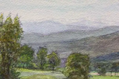 Frühlingslandschaft bei Lenggries, Aquarell, signiert "A. Hartmann", 20. Jh.