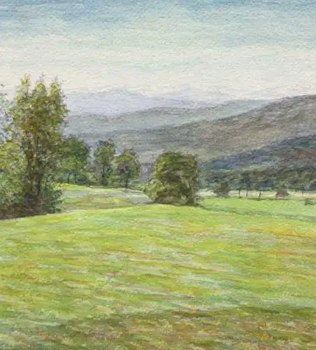 Frühlingslandschaft bei Lenggries, Aquarell, signiert "A. Hartmann", 20. Jh.