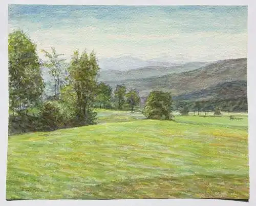 Frühlingslandschaft bei Lenggries, Aquarell, signiert "A. Hartmann", 20. Jh.