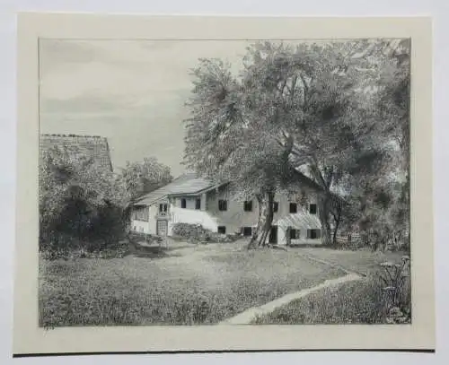 Anonymer Künstler, Zeichnung, sommerlicher Garten bei einem Gehöft, 1910