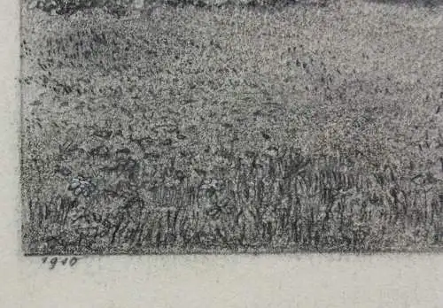 Anonymer Künstler, Zeichnung, sommerlicher Garten bei einem Gehöft, 1910