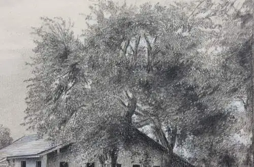 Anonymer Künstler, Zeichnung, sommerlicher Garten bei einem Gehöft, 1910