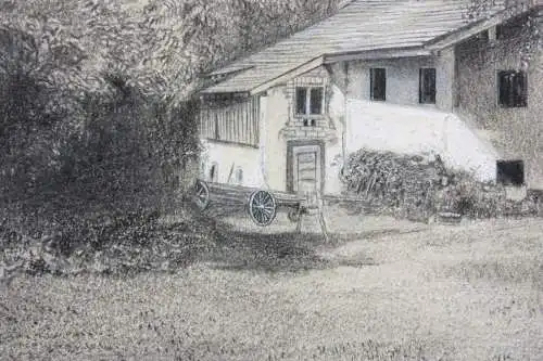 Anonymer Künstler, Zeichnung, sommerlicher Garten bei einem Gehöft, 1910