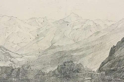 Ofenpass, Hochgebirge, Blick auf das Gipfelpanorama, Zeichnung, datiert 1903