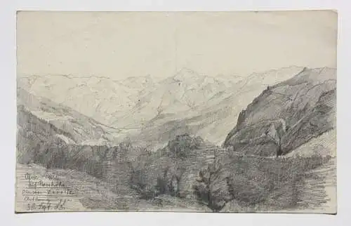 Ofenpass, Hochgebirge, Blick auf das Gipfelpanorama, Zeichnung, datiert 1903