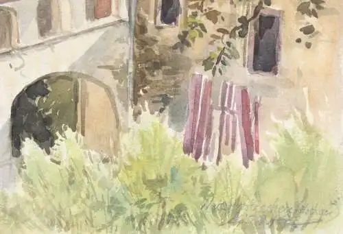 A. K. Khom, signiertes Aquarell, "Weissenkirchen (Wachau)", Österreich 20. Jh.