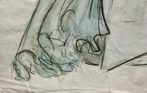 Teddy Rossi-Turai, monogrammiertes Aquarell Entwurf für ein elegantes Abendkleid