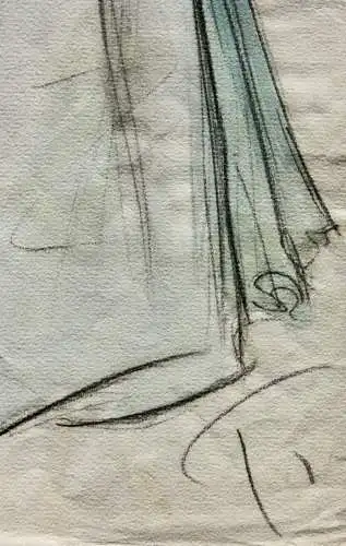Teddy Rossi-Turai, monogrammiertes Aquarell Entwurf für ein elegantes Abendkleid