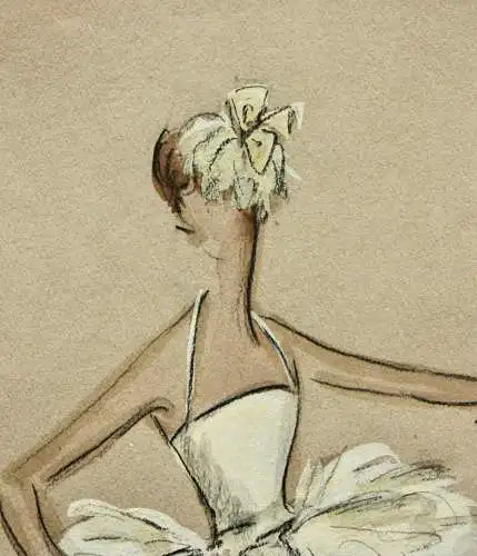 Teddy Rossi-Turai, monogrammiertes Aquarell, Ballerina, Entwurf für Ballett-Tutu