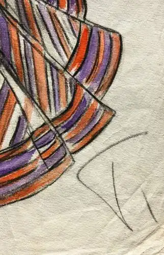 Teddy Rossi-Turai, monogrammiertes Aquarell, Entwurf für Revuetänzerinnen-Kostüm