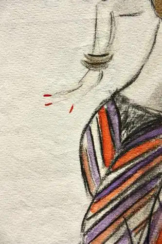 Teddy Rossi-Turai, monogrammiertes Aquarell, Entwurf für Revuetänzerinnen-Kostüm