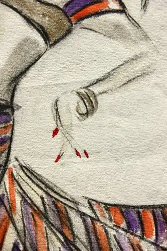 Teddy Rossi-Turai, monogrammiertes Aquarell, Entwurf für Revuetänzerinnen-Kostüm