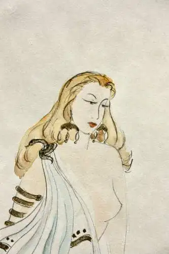 Entwurf für zwei erotische Negligées, Aquarell, monogrammiert "Jo", 1950/60