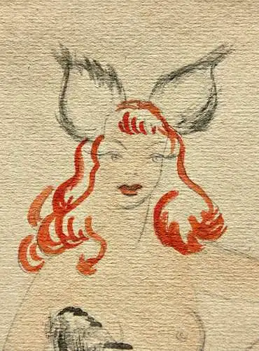 Entwurf für zwei erotische Revue-Kostüme, Aquarell, monogrammiert "Jo", 1950/60