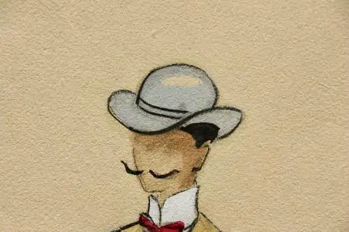 Teddy Rossi-Turai, monogrammiertes Aquarell, Entwurf für eleganten Herrenanzug