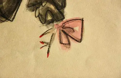 Teddy Rossi-Turai, monogrammiertes Aquarell, Entwurf für schwarzes Revue-Kostüm