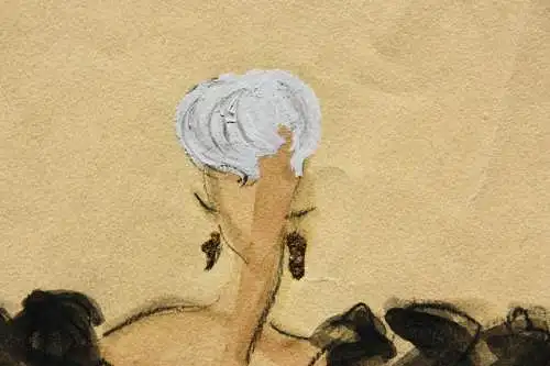 Teddy Rossi-Turai, monogrammiertes Aquarell, Entwurf für schwarzes Revue-Kostüm