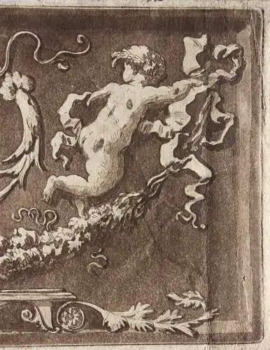 Jean Jacques Lagrenée (1739-1821), Aquatinta Radierung, Ornamentfries mit Putti